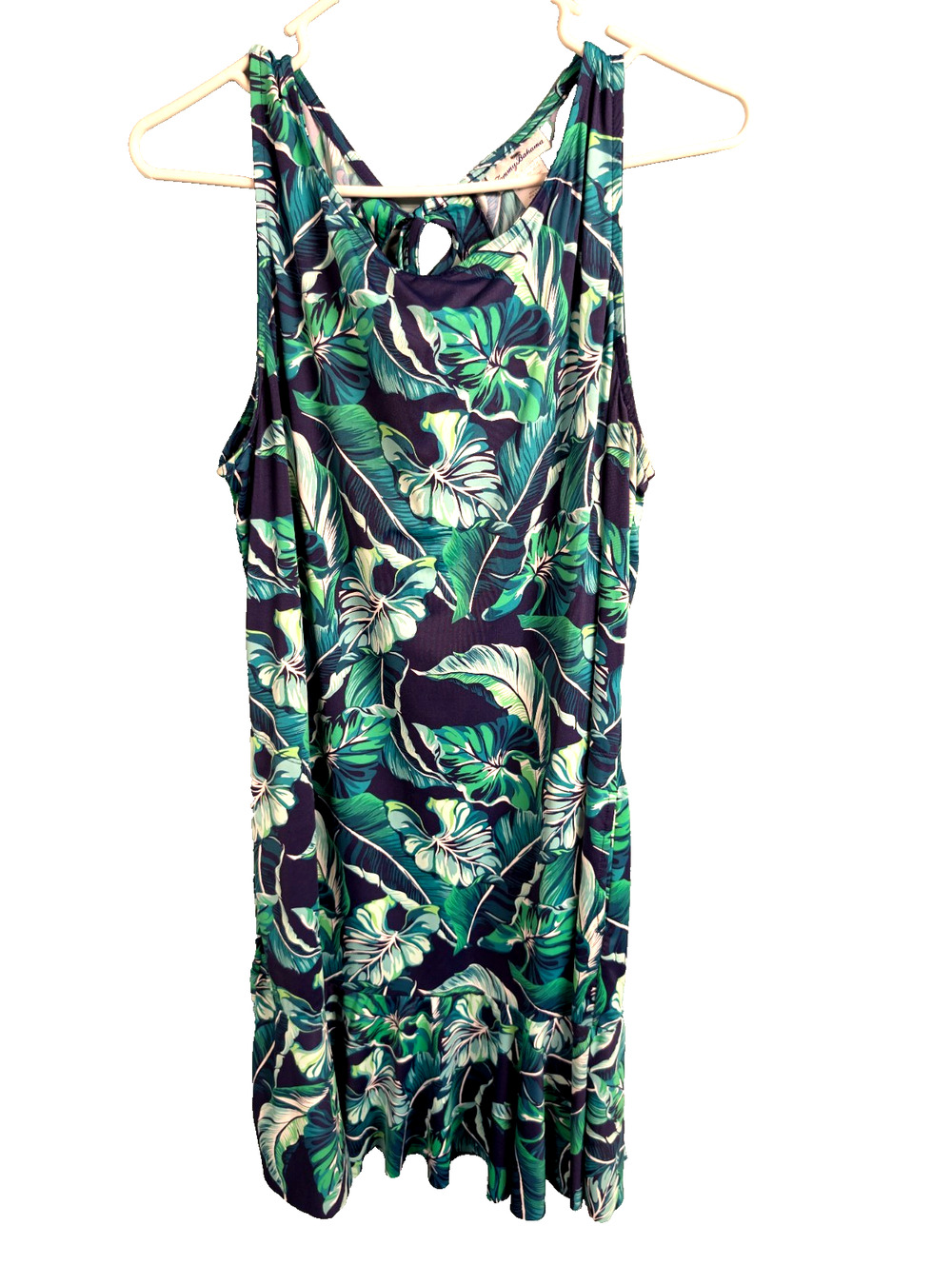 Tommy Bahama Spa Coverup Dress Breezy Palms Green Blue w Pockets sz M runs L